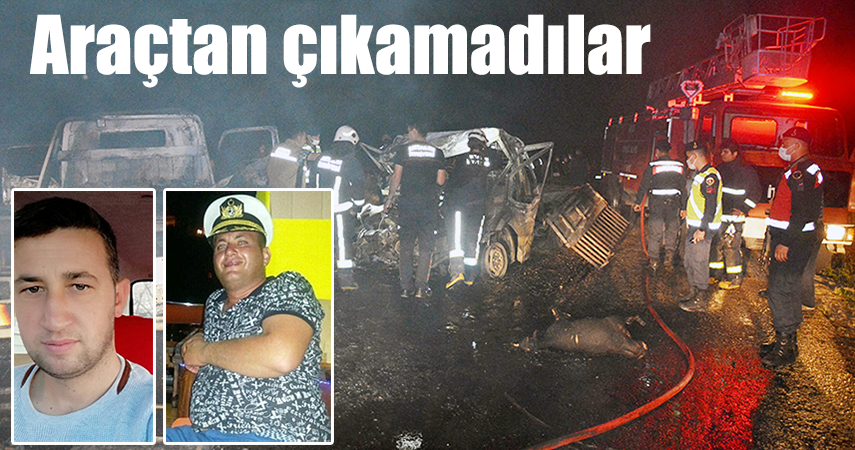 Korkuteli'de feci kaza: 2 kişi araç içinde yanarak öldü