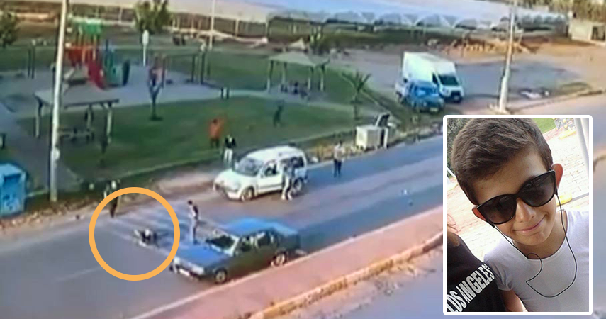 Bisikletli çocuğa iki araç peş peşe çarptı