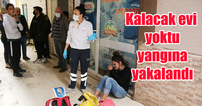 Antalya’da yanan binanın birinci katında mahsur kalan genç kız atlayarak hayata tutundu